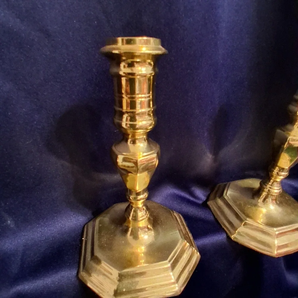 Vintage Hampton Brass Made In India Candlesticks Candleholders‎ EVC Set Of 2